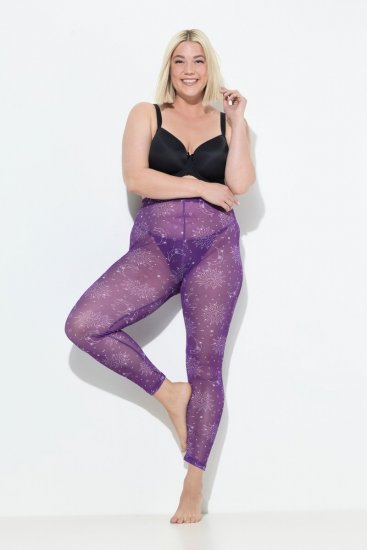 Ulla Popken 837935 Gemusterte Strumpfleggings Violett - Strumpfhosen & Socken - 