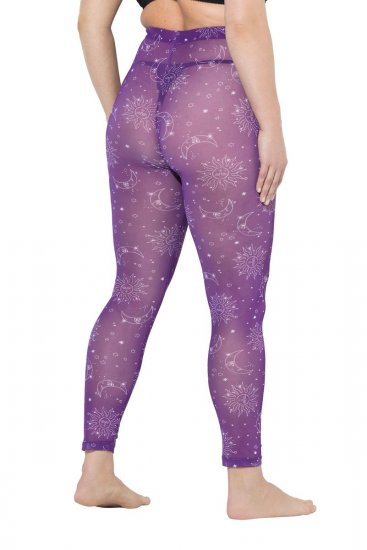 Ulla Popken 837935 Gemusterte Strumpfleggings Violett - Strumpfhosen & Socken - 