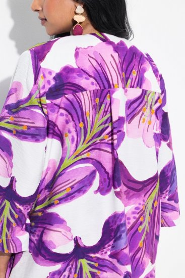 Ulla Popken 838105 Offene Jacke zum Binden Violett - Strickjacken - Strickjacken in großen Größen für Damen