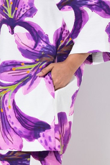 Ulla Popken 838105 Offene Jacke zum Binden Violett - Strickjacken - Strickjacken in großen Größen für Damen
