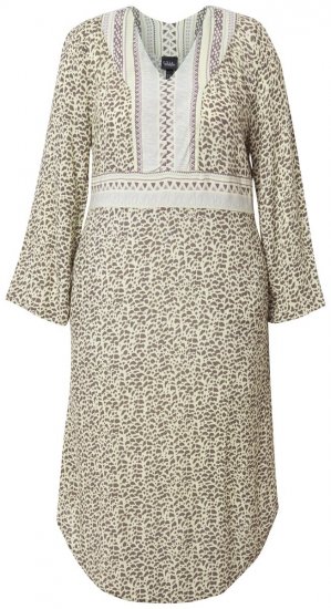 Ulla Popken 838120 Gemustertes Kleid mit V-Ausschnitt Hellgrün - Minikleider - Große Größen: Kurze Minikleider