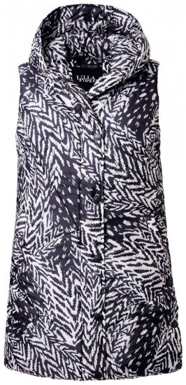 Ulla Popken 838435 Lange Steppweste mit Druck Schwarz - Westen - 