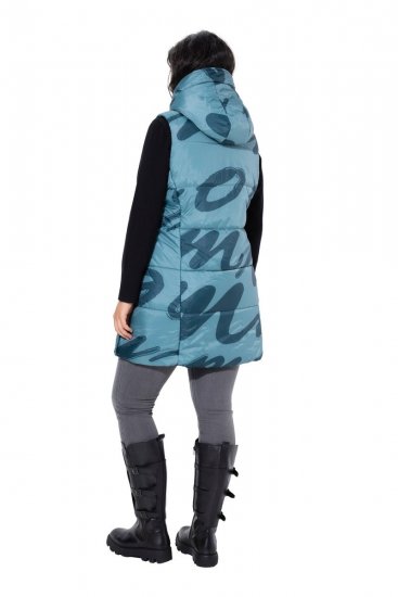 Ulla Popken 838435 Lange Steppweste mit Druck Graugrün - Westen - 