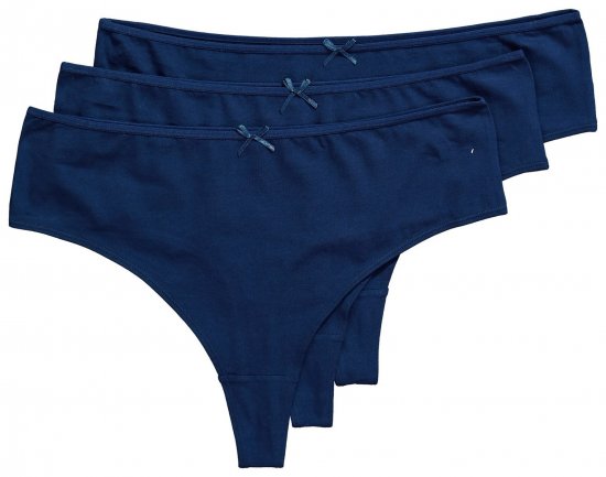 Ulla Popken 838637 Strings 3er-Pack Dunkelblau - Slips - 