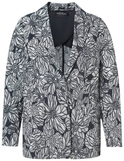 Ulla Popken 838656 Geblümter Blazer Weiß - Blazer - Blazer für Frauen in Großgrößen