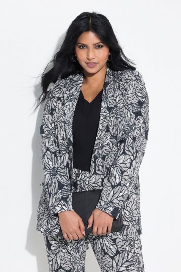 Ulla Popken 838656 Geblümter Blazer Weiß - Blazer - Blazer für Frauen in Großgrößen