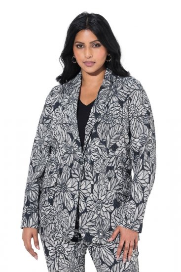 Ulla Popken 838656 Geblümter Blazer Weiß - Blazer - Blazer für Frauen in Großgrößen