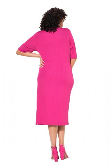 Ulla Popken 838765 Kurzärmliges Jerseykleid mit V-Ausschnitt Rosa - Kleider - Kleider für jede Größe