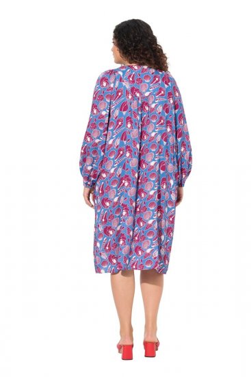 Ulla Popken 838839 Gemustertes Hemdblusenkleid Petrol - Midikleider - Midikleider in großen Größen