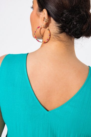Ulla Popken 839135 Ärmelloses Maxikleid Türkis - Maxikleider - Große Größen: Lange Maxikleider