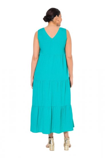 Ulla Popken 839135 Ärmelloses Maxikleid Türkis - Maxikleider - Große Größen: Lange Maxikleider