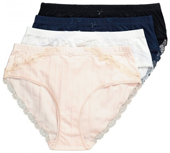 Ulla Popken 839167 Slips mit Spitze 4er-Pack Mehrfarbig - Slips - 