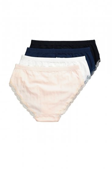 Ulla Popken 839167 Slips mit Spitze 4er-Pack Mehrfarbig - Slips - 