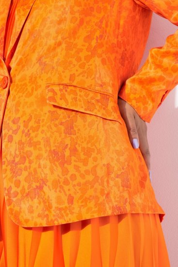 Ulla Popken 839607 Bedruckter Satinblazer Hellorange - Blazer - Blazer für Frauen in Großgrößen