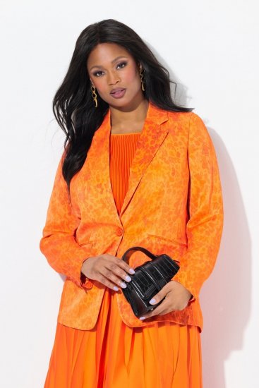 Ulla Popken 839607 Bedruckter Satinblazer Hellorange - Blazer - Blazer für Frauen in Großgrößen