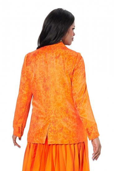 Ulla Popken 839607 Bedruckter Satinblazer Hellorange - Blazer - Blazer für Frauen in Großgrößen