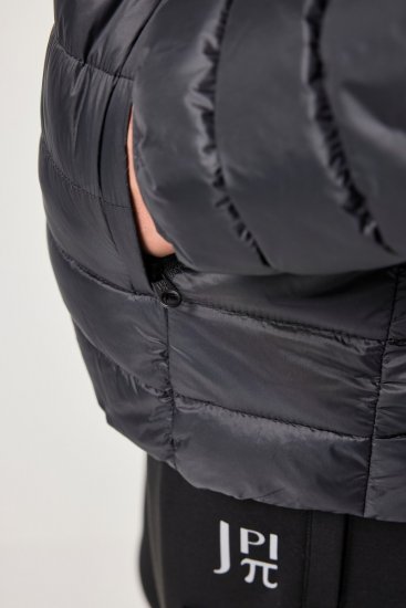 JAY-PI Lightly Quilted Jacket with a Hoodie Black - Herren jacken - Herren Jacken in großen Größen