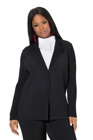 Ulla Popken 839843 Plissierter Blazer Schwarz - Blazer - Blazer für Frauen in Großgrößen