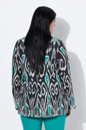 Ulla Popken 839961 Gemusterter Blazer aus Leinenmix Schwarz - Blazer - Blazer für Frauen in Großgrößen
