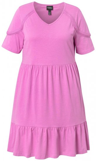 Ulla Popken 840115 Kurzärmliges Jerseykleid Rosa - Jerseykleider - 