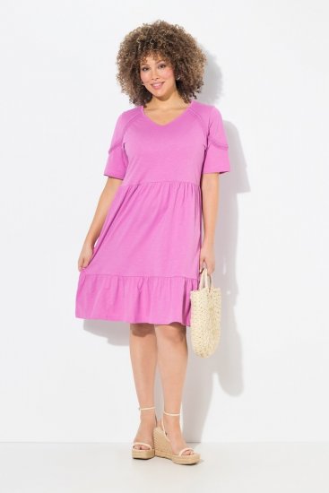 Ulla Popken 840115 Kurzärmliges Jerseykleid Rosa - Jerseykleider - 