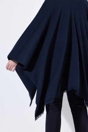 Ulla Popken 841117 Oversize-Strickponcho mit Strasssteinen Dunkelblau - Ponchos & Capes - 