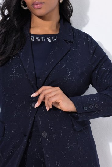 Ulla Popken 841163 Jerseyblazer aus Jacquard Dunkelblau - Blazer - Blazer für Frauen in Großgrößen