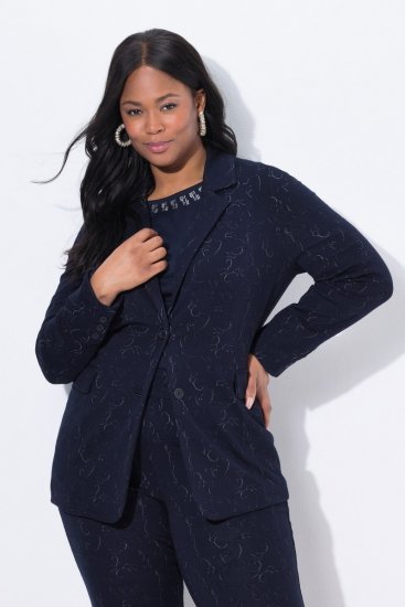 Ulla Popken 841163 Jerseyblazer aus Jacquard Dunkelblau - Blazer - Blazer für Frauen in Großgrößen