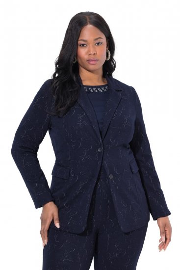 Ulla Popken 841163 Jerseyblazer aus Jacquard Dunkelblau - Blazer - Blazer für Frauen in Großgrößen