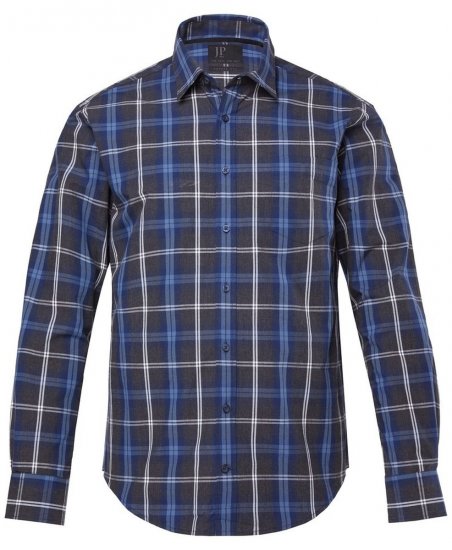 JP1880 Checked Shirt Long Sleeve Kent Collar Anthracite - Herrenhemden - Herrenhemden in großen Größen