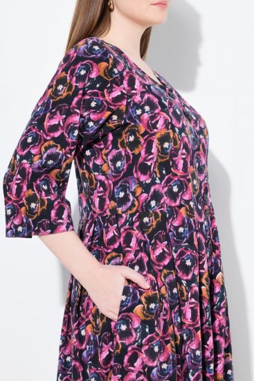 Ulla Popken 841219 Geblümtes Maxikleid Dunkellila - Maxikleider - Große Größen: Lange Maxikleider