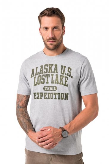 JP1880 T-shirt Short Sleeve Chest Print Grey Melange - Herren-T-Shirts - Herren-T-Shirts in großen Größen