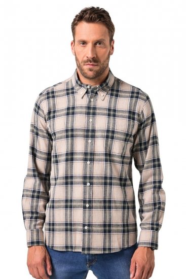 JP1880 Checked Flannel Shirt Long Sleeve Dark Dusty Pink - Herrenhemden - Herrenhemden in großen Größen