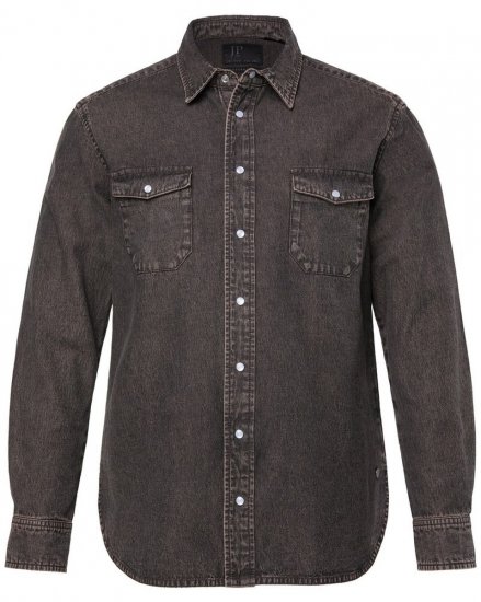 JP1880 Denim Shirt Flexnamic Dark Brown - Herrenhemden - Herrenhemden in großen Größen