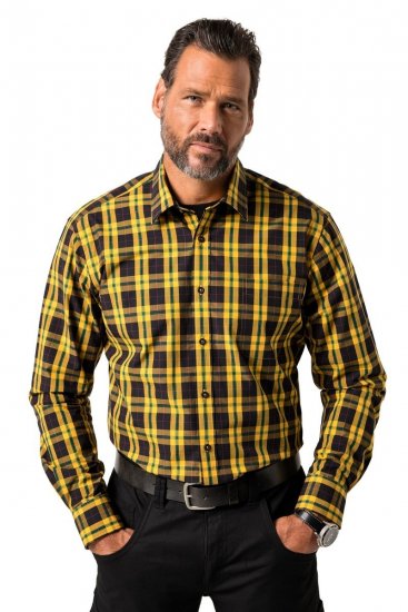 JP1880 Checked Shirt Long Sleeve Kent Collar Curry - Herrenhemden - Herrenhemden in großen Größen
