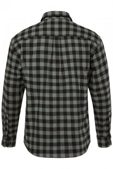 JP1880 Checked Flannel Shirt Long Sleeve Eucalyptus Green - Herrenhemden - Herrenhemden in großen Größen