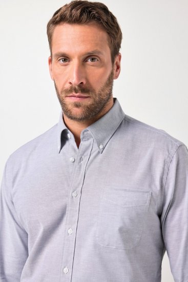 JP1880 Oxford Shirt Flexnamic Long Sleeve Grey - Herrenhemden - Herrenhemden in großen Größen