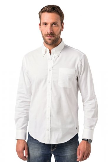 JP1880 Oxford Shirt Flexnamic Long Sleeve Snow White - Herrenhemden - Herrenhemden in großen Größen