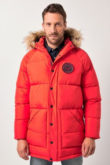 JP1880 Parka Quilted Faux Fur Hood Red - Herren jacken - Herren Jacken in großen Größen
