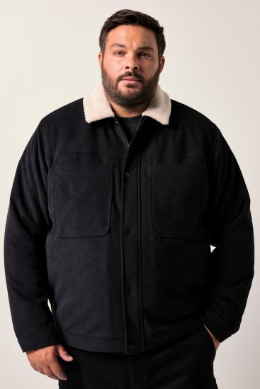 Men+ 545 Jacke mit Teddykragen Schwarz - Herren jacken - Herren Jacken in großen Größen