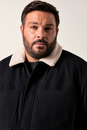 Men+ 545 Jacke mit Teddykragen Schwarz - Herren jacken - Herren Jacken in großen Größen