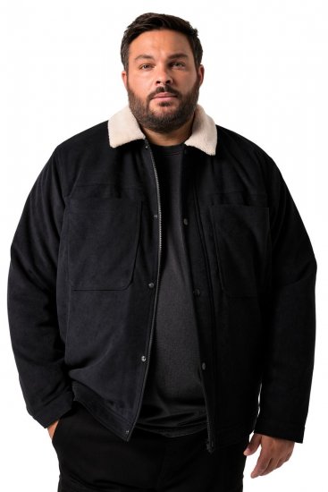 Men+ 545 Jacke mit Teddykragen Schwarz - Herren jacken - Herren Jacken in großen Größen