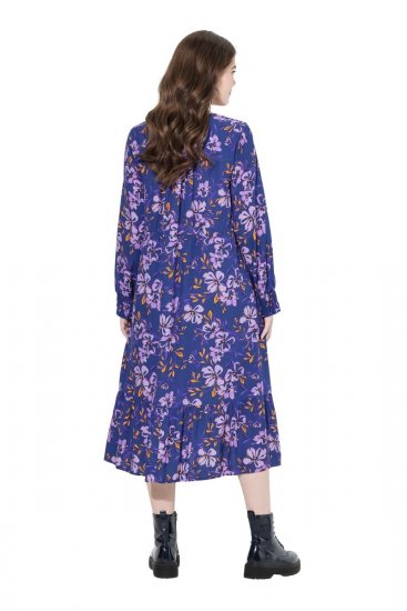 Ulla Popken 841873 Geblümtes Midikleid Dunkelblau - Midikleider - Midikleider in großen Größen