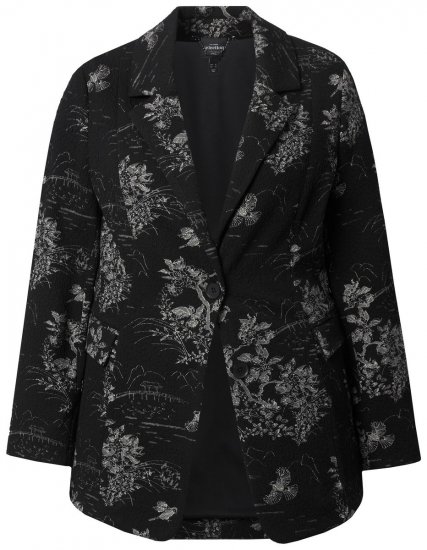 Ulla Popken 841901 Gemusterter Blazer Schwarz - Blazer - Blazer für Frauen in Großgrößen
