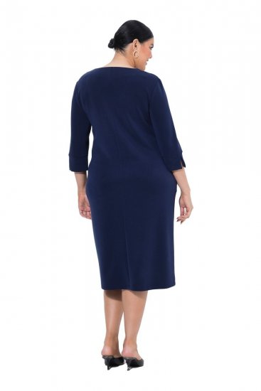 Ulla Popken 841952 Sweatkleid mit V-Ausschnitt Dunkelblau - Kleider - Kleider für jede Größe