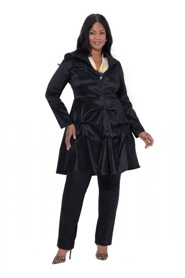 Ulla Popken 842028 Schößchenblazer mit Falten Schwarz - Blazer - Blazer für Frauen in Großgrößen