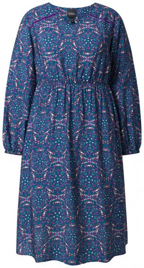 Ulla Popken 842153 Gemustertes Midikleid Petrol - Midikleider - Midikleider in großen Größen