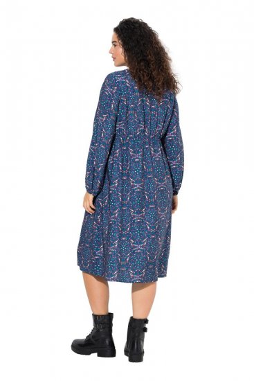 Ulla Popken 842153 Gemustertes Midikleid Petrol - Midikleider - Midikleider in großen Größen