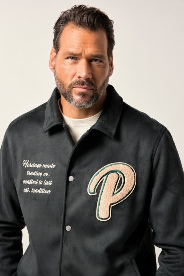 JP1880 Blouson Velour with Chest Embroidery Dark Green - Herren jacken - Herren Jacken in großen Größen