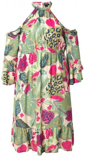 Ulla Popken 842471 Kleid in A-Linie mit 3/4-Ärmeln Champagner - Kleider - Kleider für jede Größe